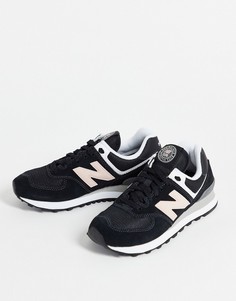 Черно-розовые кроссовки New Balance 574-Черный цвет