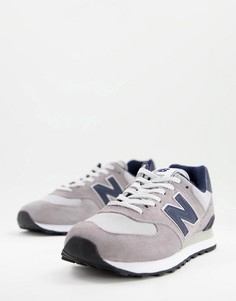 Кроссовки серого и темно-синего цвета New Balance 574-Серый