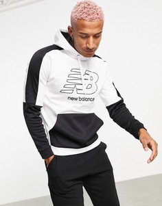Худи в стиле колор блок черного и белого цвета New Balance-Белый