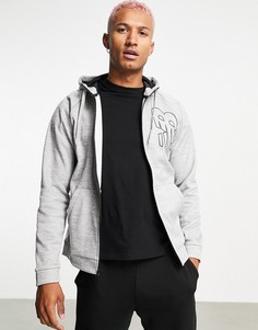 Худи серого цвета на молнии с логотипом New Balance Tenacity-Серый
