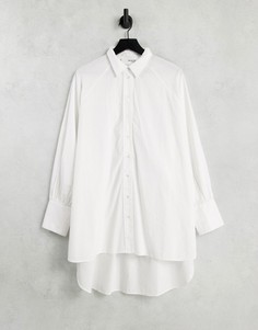 Белая длинная рубашка из органического хлопка Selected Femme-Белый