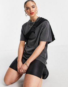 Выбеленная серая oversized-футболка с асимметричным краем ASOS DESIGN-Серый