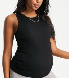 Черный топ в стиле борцовки в рубчик Missguided Maternity-Черный цвет