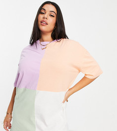 Цветное платье-футболка в стиле колор блок Missguided Plus-Разноцветный