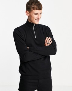 Черный джемпер с короткой молнией Jack & Jones Essentials-Черный цвет