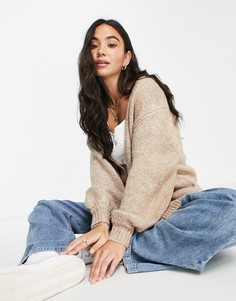 Серо-бежевый кардиган в стиле oversized крупной вязки ASOS DESIGN-Светло-бежевый цвет