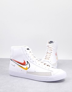 Бело-оранжевые кроссовки средней высоты Nike Blazer 77 Summer of Sport-Белый