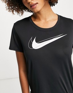 Черная футболка с короткими рукавами и логотипом-галочкой Nike Running Dri-FIT-Черный цвет