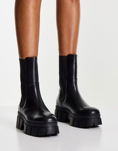 Кожаные ботинки челси черного цвета на массивной подошве ASOS DESIGN Adjust-Черный цвет