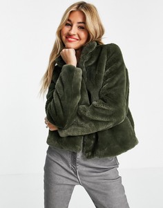 Зеленая куртка из искусственного меха Vero Moda-Зеленый цвет