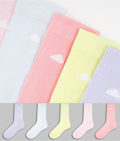 Набор из 5 пар спортивных носков с вышитыми облаками ASOS DESIGN-Разноцветный