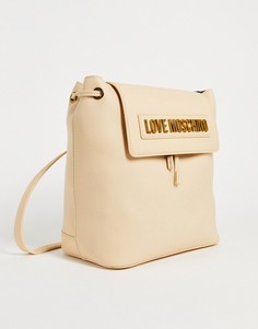 Бежевый стеганый рюкзак с логотипом Love Moschino-Красный