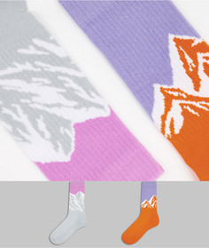 Набор из 2 пар носков в спортивном стиле с рисунком гор ASOS DESIGN-Разноцветный