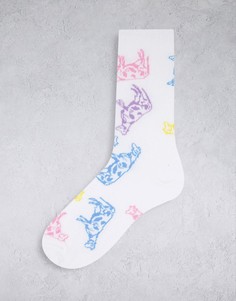 Белые носки с разноцветным коровьим принтом ASOS DESIGN-Белый