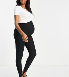 Черные леггинсы с посадкой над животом и штрипками ASOS DESIGN Maternity-Черный цвет