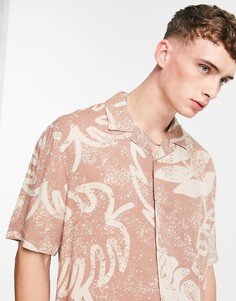 Oversize-рубашка с цветочным принтом Bershka-Разноцветный