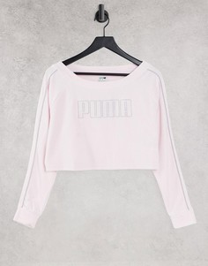 Розовый укороченный свитшот с круглым вырезом Puma-Розовый цвет