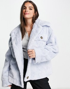 Голубая куртка из искусственного меха ASOS DESIGN-Голубой