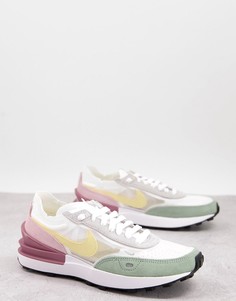 Кроссовки белого, золотистого и фиолетового цвета Nike Waffle One-Белый