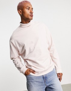 Розовый свитшот в стиле oversized с высоким воротником ASOS DESIGN-Розовый цвет