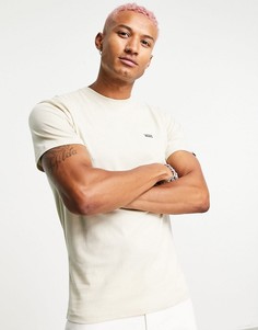 Кремовая футболка с логотипом Vans Left Chest Logo-Белый