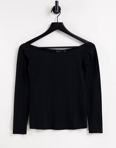 Черный лонгслив со спущенными плечами ASOS DESIGN-Черный цвет