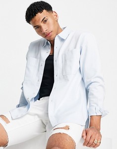 Голубая рубашка навыпуск с двумя карманами Topman-Голубой