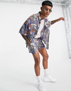 Свободная рубашка в стиле oversized со сплошным винтажным принтом от комплекта ASOS DESIGN-Multi