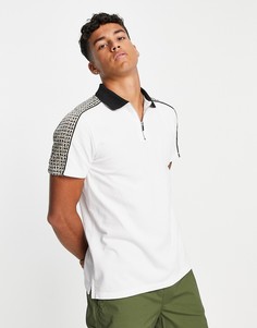 Белое поло со вставками с монограммой Topman-Белый