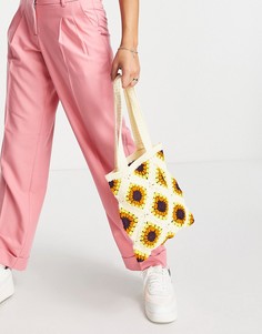 Сумка-шопер с ажурной отделкой в виде подсолнухов ASOS DESIGN-Разноцветный