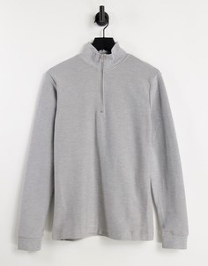 Серый свитшот из твила с молнией 1/4 Topman