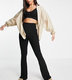 Черные расклешенные брюки в рубчик ASOS DESIGN Tall-Черный цвет