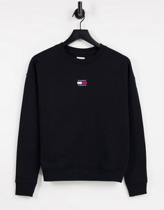 Черный свитшот с логотипом в виде флага Tommy Jeans-Черный цвет