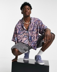 Свободная oversized рубашка в винтажном стиле с принтом ASOS DESIGN-Розовый цвет