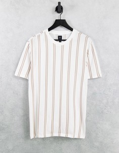 Светло-бежевая футболка облегающего кроя в полоску River Island-Светло-бежевый цвет
