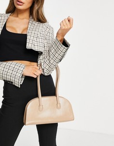 Удлиненная сумка на плечо бежевого цвета с длинным ремешком ASOS DESIGN-Светло-бежевый цвет
