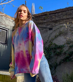 Махровый oversized-свитшот с принтом тай-дай Labelrail x Hana Cross-Разноцветный