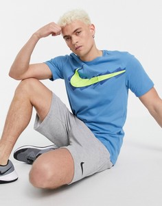 Синяя футболка с логотипом Nike Training Sport Clash-Голубой