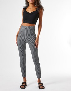 Черно-белые клетчатые брюки из ткани понте Miss Selfridge-Черный цвет