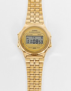 Золотистые часы-браслет в стиле унисекс с круглым циферблатом Casio Vintage A171WEG-9AEF-Золотистый