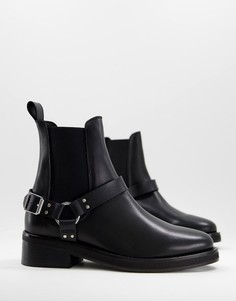 Черные кожаные ботинки челси с фурнитурой AllSaints Salome-Черный цвет