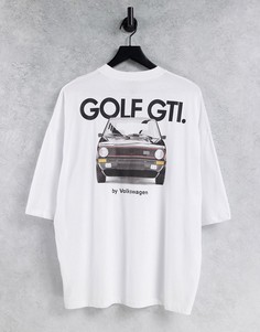 Белая футболка в стиле oversized с принтом "Golf GTI" ASOS DESIGN-Белый