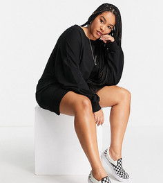 Черное платье-свитшот мини в стиле oversized ASOS DESIGN Curve-Черный цвет