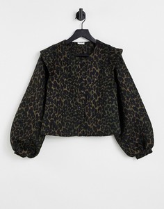Куртка с объемными рукавами, декоративными деталями на плечах и темным леопардовым принтом Noisy May Ela-Разноцветный