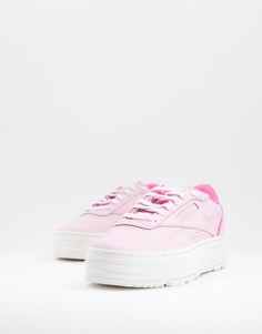 Розовые кроссовки на платформе Reebok Club C Double Geo-Белый