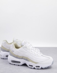 Белые кроссовки со светло-бежевой отделкой Nike Air Max 95-Белый