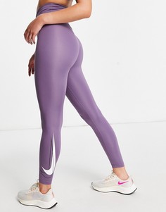 Фиолетовые леггинсы длиной 7/8 с логотипом-галочкой Nike Running Dri-FIT-Фиолетовый цвет