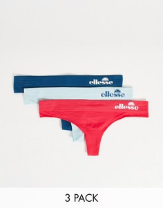 Набор из 3 бесшовных стрингов темно-синего, голубого и красного цветов ellesse-Голубой