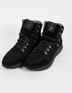 Черные замшевые походные ботинки на массивной подошве All Saint Brant-Черный цвет