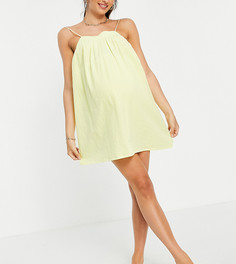 Пляжное платье мини желтого цвета из жатой ткани с бантом на спине ASOS DESIGN Maternity-Желтый